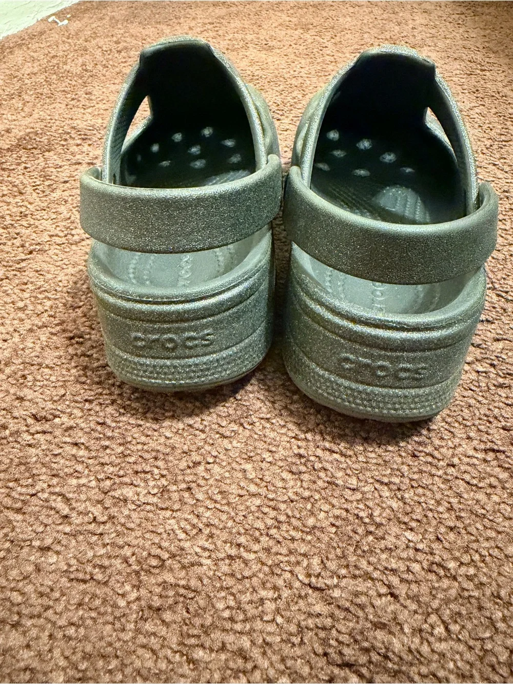 CROCS Kids Gray Glitter Classic Clog Sandals